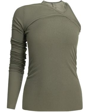 Rick Owens One-Shoulder Ribbed Top - Green