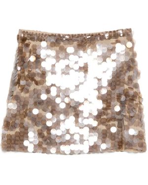 P.A.R.O.S.H. Sequin-Embellished Mini Skirt - Natural