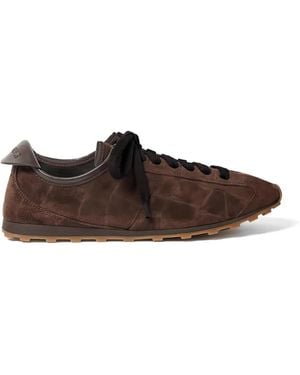 Jacquemus The Tennis Croc-Effect Suede Trainers - Brown