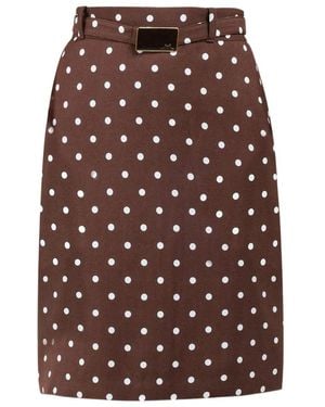 ROWEN ROSE Midi-Rok Met Stippen En Ceintuur - Bruin