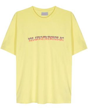 Bluemarble Uolucky Logo-Print T-Shirt - Yellow
