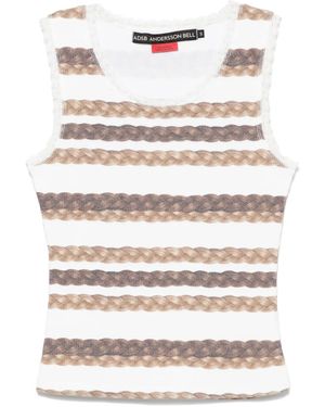 ANDERSSON BELL Hair Braid-Stripe Tank Top - White