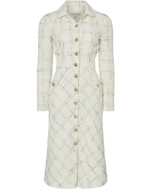 Temperley London Colonel Check-Pattern Button-Front Midi Dress - White