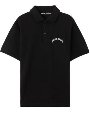 Palm Angels Curved Logo Polo Shirt - Black