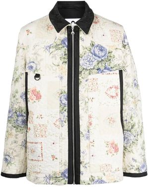 Marine Serre Boutis Floral-Print Quilted Jacket - Natural