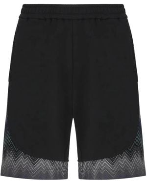 Missoni Zigzag-Pattern Fleece Shorts - Black