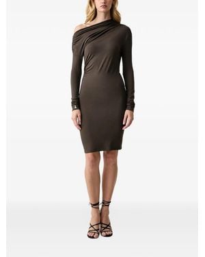 Patrizia Pepe One-Shoulder Draped Midi Dress - Black