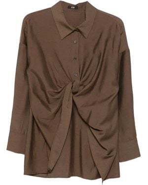 ELEH Twisted-Front Cotton Shirt - Brown