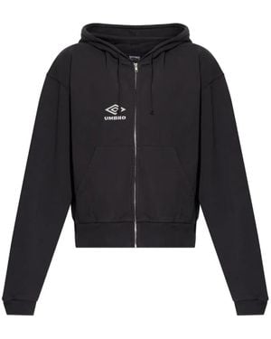 Umbro Logo-Embroidered Zip-Up Hoodie - Black