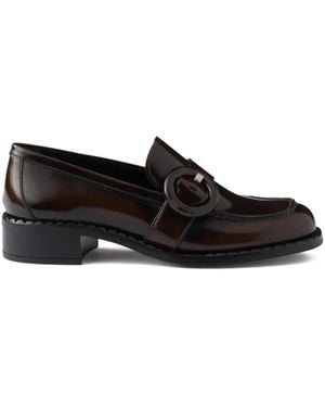 Prada Loafer Aus Gebürstetem Leder - Schwarz