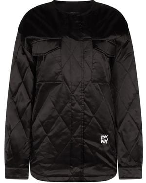 DKNY Quilted Satin-Finish Jacket - Black