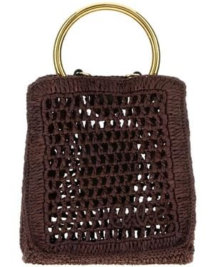 Chloé Raffia Shopper Met Ronde Handgreep - Bruin