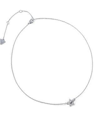 Guess Crystal-Embellished Star-Pendant Necklace - White