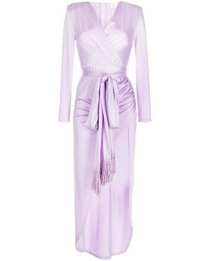 Bronx and Banco Wrap-Around Metallic-Effect Dress - Purple