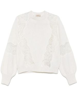 Elie Saab レースディテール セーター - ホワイト