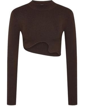 Christopher Esber Maparadita Long-Sleeve Cutout Top - Brown