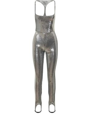DSquared² Vollpailletten-Jumpsuit mit Stegdetail - Grau