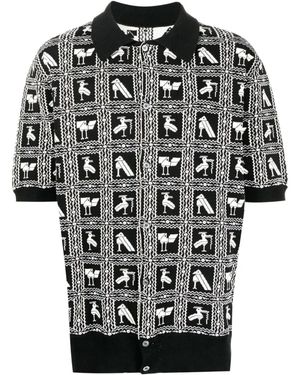 4SDESIGNS Graphic-Design Short-Sleeve Shirt - Black