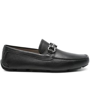 Ferragamo Gancini Leather Loafers - Black
