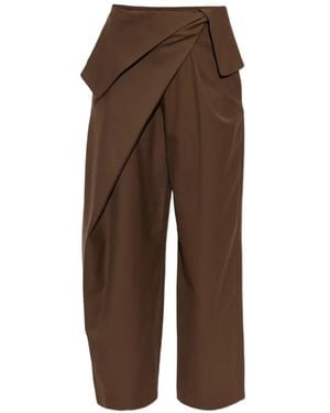 Loewe Pleated Wool Pants - Brown