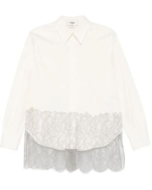Fendi Camicia Con Abbottonatura - Bianco