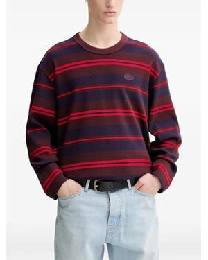adidas Striped Long-Sleeve T-Shirt - Red