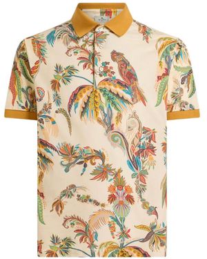 Etro Parrot And Palm-Tree Motif Polo Shirt - White