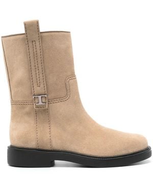 Tod's T Timeless-Plaque Boots - Natural