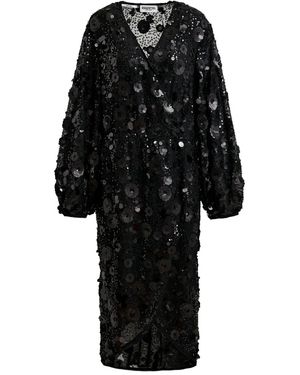 Essentiel Antwerp Ishine Sequin-Embroidered Midi Dress - Black
