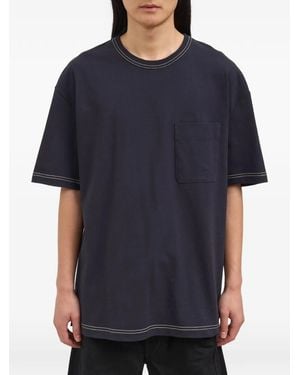 Lemaire Contrast-Stitch Boxy T-Shirt - Blue