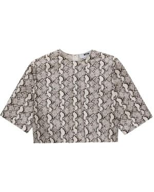 MSGM T-Shirt Met Print En Korte Mouwen - Wit