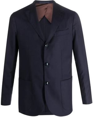 Barba Napoli Notcheded-Lapel Virgin Wool Blazer - Blue