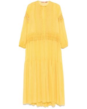 Ermanno Scervino Robe Longue À Broderies - Jaune