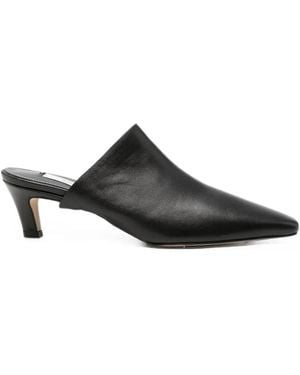 TOTEME Pointed-Toe Leather Mules - Black
