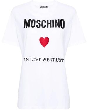 Moschino Moschino In Love We Trust Cotton T-Shirt - White