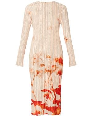 Erdem Abito Midi A Maniche Lunghe - Rosso