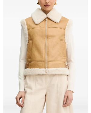 Morgan Faux-Fur Trim Gilet - Natural