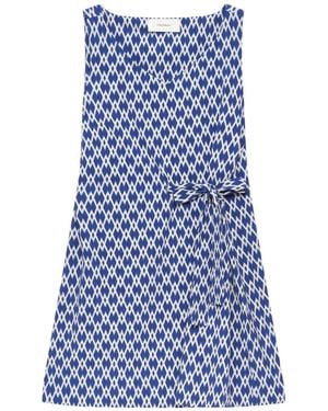 Maliparmi Diamond Glow Geometric-Print V-Neck Top - Blue