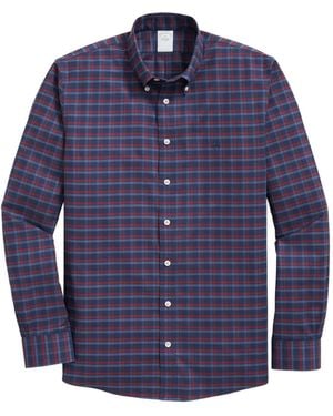 Brooks Brothers Plaid Button-Down Collar Shirt - Blue