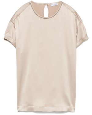 Brunello Cucinelli Oberteil aus Satin - Natur