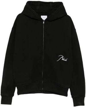Rhude Logo-Embroidered Zip-Up Hoodie - Black