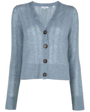 Veronica Beard Solene Cable-Knit Cardigan - Blue