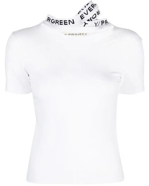 Y. Project Logo-Jacquard Triple-Collar T-Shirt - White