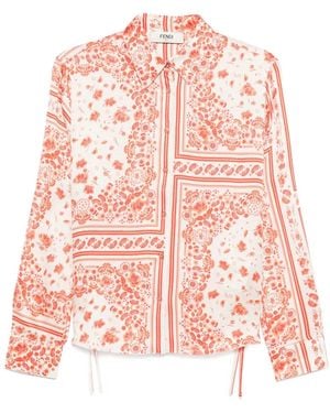 Fendi Floral-Print Silk Shirt - Pink