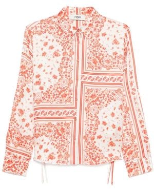 Fendi Floral-Print Silk Shirt - Pink
