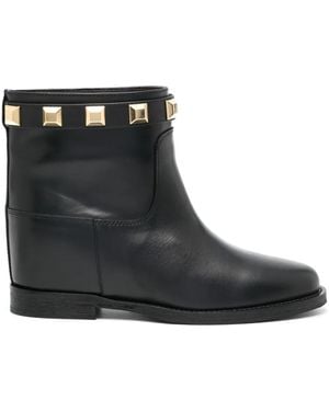 Via Roma 15 Santa Monica Stud-Embellishment Ankle Boots - Black