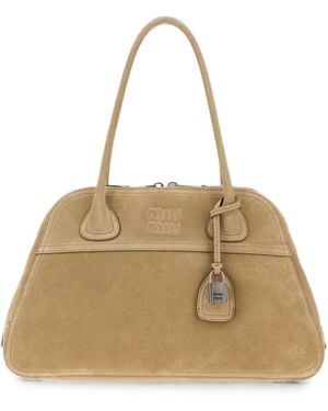Miu Miu Vivant Suede Shoulder Bag - Natural
