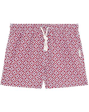 GASSA D'AMANTE Taormina Geometric-Print Swim Shorts - Red