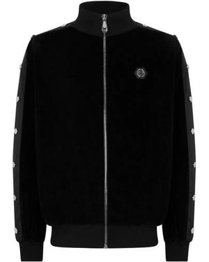 Philipp Plein Survêtement En Chenille À Boutons Décoratifs - Noir