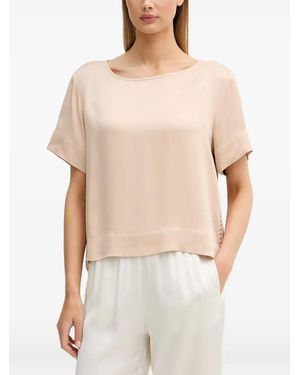 Sisley Blusa A Maniche Corte Con Ricamo - Neutro